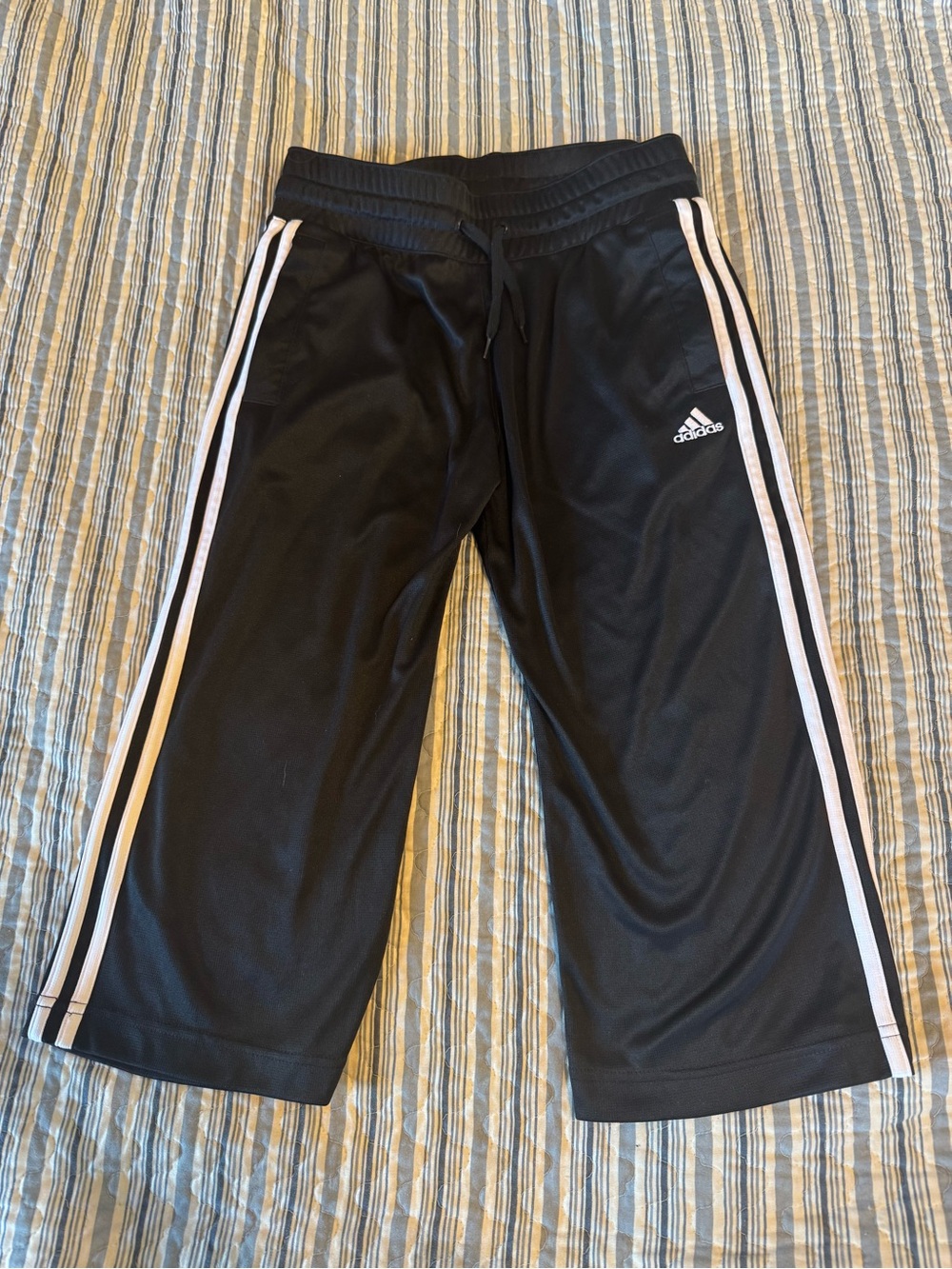 Adidas Black Jogger Sweatpants with White Side Stripes